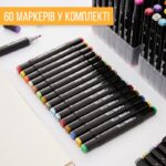 Набір двосторонніх скетч-маркерів 60 шт Фломастери для малювання на спиртовій основі
