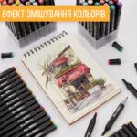 Набір двосторонніх скетч-маркерів 60 шт Фломастери для малювання на спиртовій основі