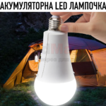 Лампочка акумуляторна 20W з 2 акумуляторами та крючком